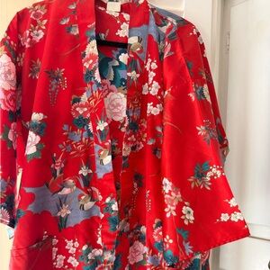 Floral Fabric with Red and White Pattern